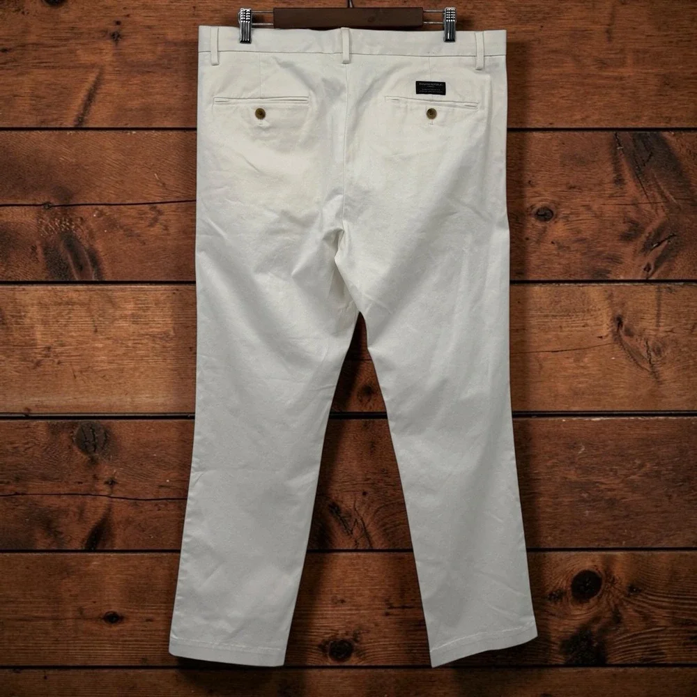 Banana Republic Aiden Slim Fit Chino Pant White Stretch Men Tag 35x32 Real 36x31